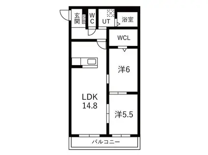 アーバンコート尾西(2LDK/1階)の間取り写真