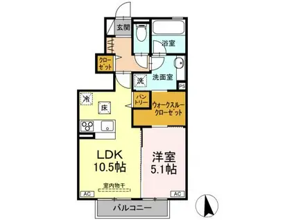 福島交通飯坂線 笹谷駅 徒歩4分 2階建 新築(1LDK/1階)の間取り写真