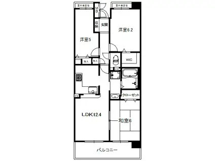 ヴィルメゾン上野柴(3LDK/5階)の間取り写真