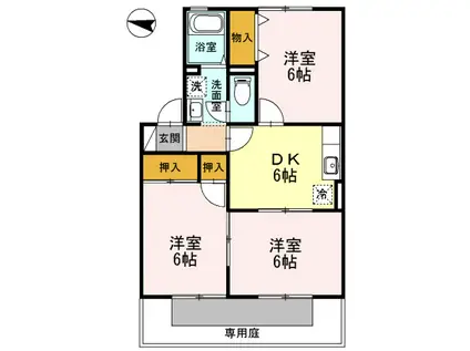 ハイカムール山之内(3DK/1階)の間取り写真