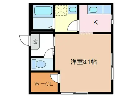 ディアス・チャオI(1K/1階)の間取り写真