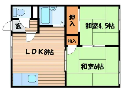 黒崎ハイツA(2LDK/2階)の間取り写真