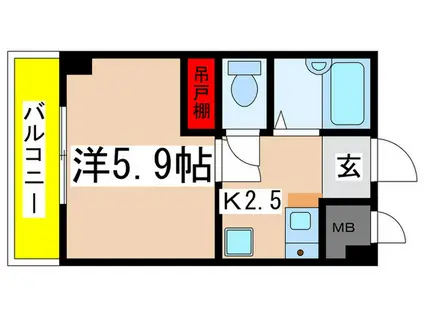 カーサ ヴェルデ(1K/2階)の間取り写真