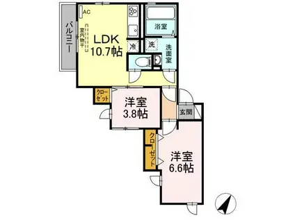 スターリィ・コート大倉山(2LDK/3階)の間取り写真