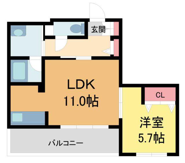 PURE GARDENS OKAMOTO(1LDK/1階)の間取り写真