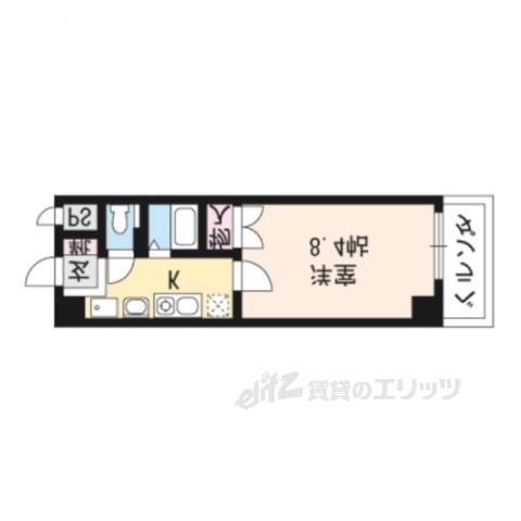 ヴィアーレ四条大宮(1K/9階)の間取り写真