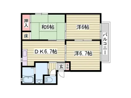 サンコーポ B棟(3DK/2階)の間取り写真