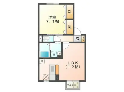 エクレール(1LDK/1階)の間取り写真