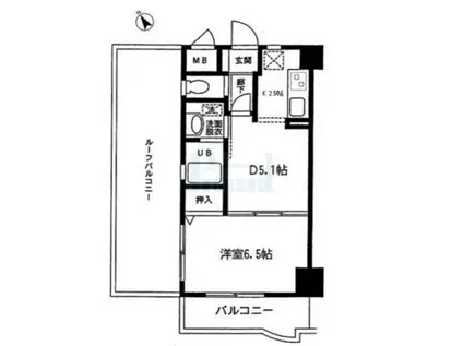 エルグランピア(1DK/5階)の間取り写真