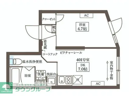 COCOCUBE練馬(1LDK/4階)の間取り写真