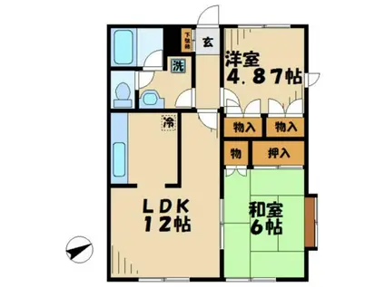 プレステージ稲城(2LDK/2階)の間取り写真