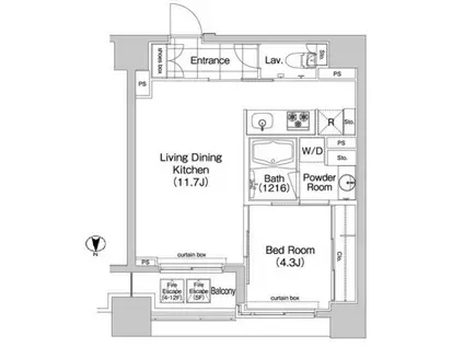 コンフォリア新川(1LDK/4階)の間取り写真