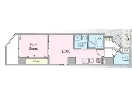 カナール芝浦(1LDK/2階)の間取り写真