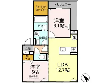 ラ・カーサ・ドルチェ(2LDK/3階)の間取り写真