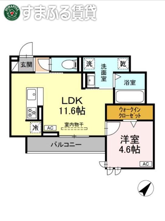 カーサ・クレール(1LDK/2階)の間取り写真