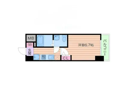 SERENITE本町REFLET(1K/13階)の間取り写真