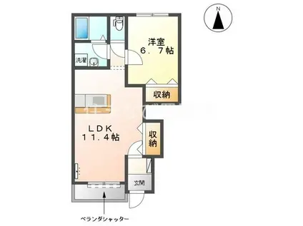 ベルコートII(1LDK/1階)の間取り写真