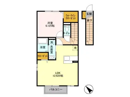 フレグランス(1LDK/2階)の間取り写真