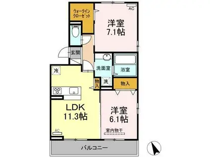 アンベル徳山(2LDK/2階)の間取り写真