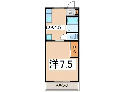 メゾンタカノA棟(1DK/2階)の間取り写真