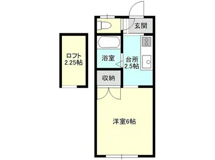 シャトレーモリB(1K/2階)の間取り写真
