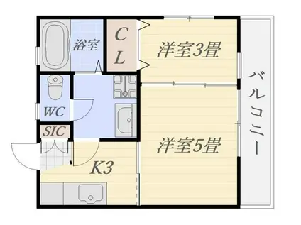 うさぎ館田口(2K/3階)の間取り写真