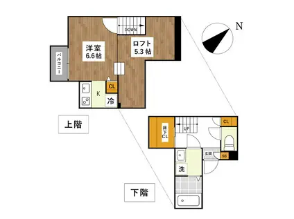ADC保田窪STREAM(1K/2階)の間取り写真