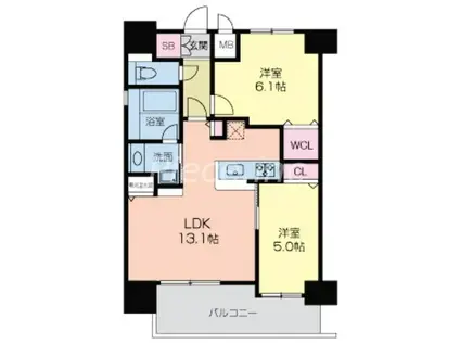 グラマシー京橋(2LDK/12階)の間取り写真