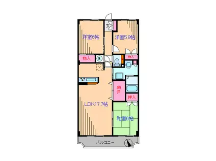 フラット日吉コートA棟(3LDK/4階)の間取り写真