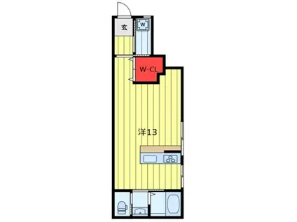 フルール(ワンルーム/1階)の間取り写真