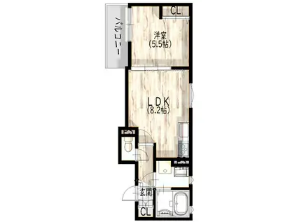 クリエオーレ庄屋II(1LDK/3階)の間取り写真