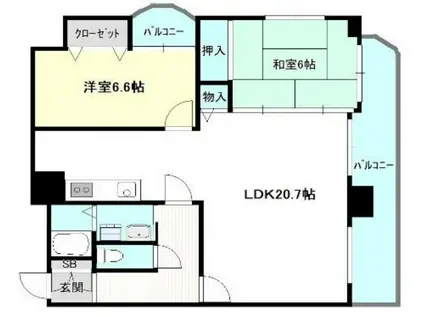 ラシャンス広畑(2LDK/9階)の間取り写真