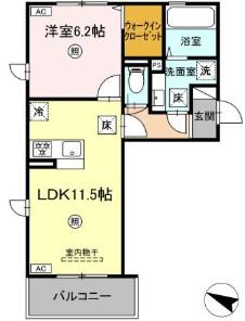BELIEVE9(1LDK/1階)の間取り写真