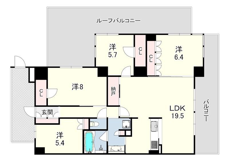 プレミスト西宮北口ザ・レジデンス(4LDK/4階)の間取り写真