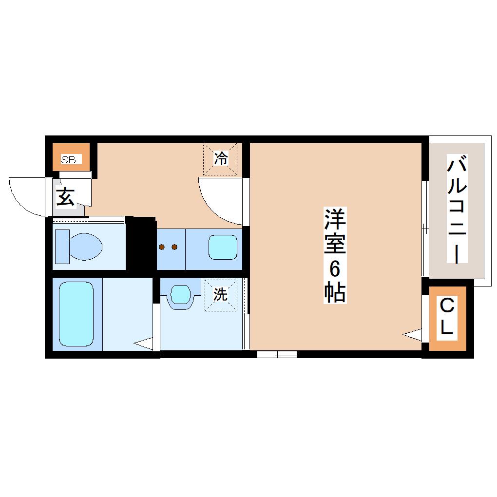 レピュート薬師堂(1K/2階)の間取り写真