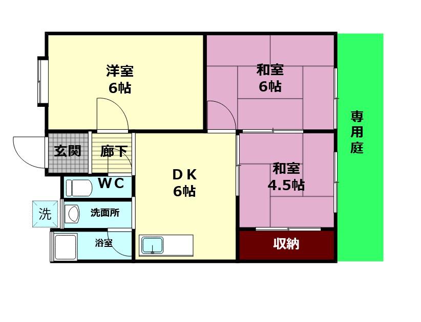 三輪マンション(3DK/1階)の間取り写真