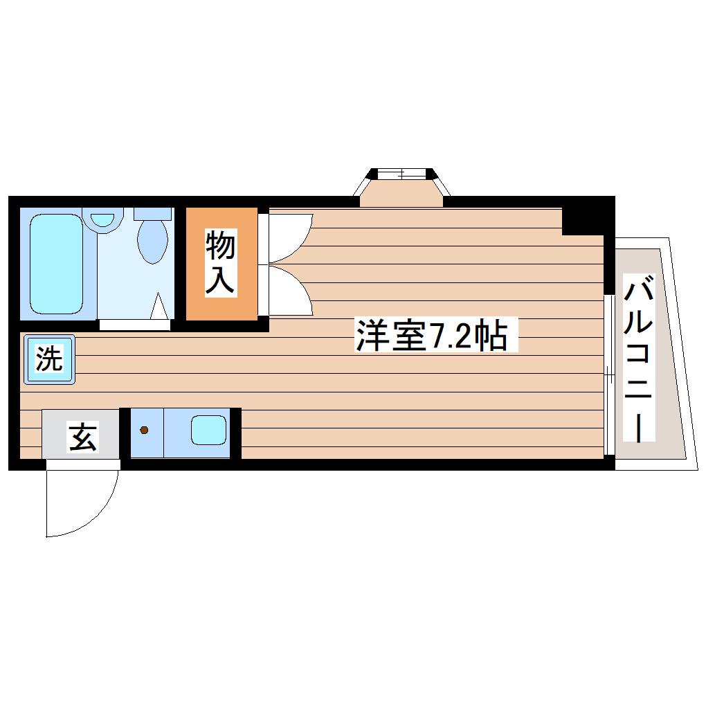 JR東北本線 南仙台駅 徒歩10分 4階建 築36年(ワンルーム/2階)の間取り写真