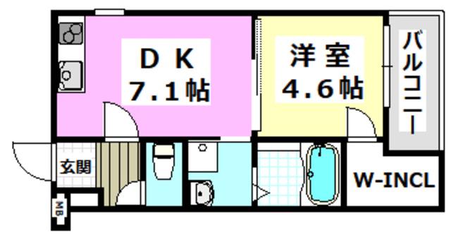 フジパレス摂津香露園(1DK/1階)の間取り写真