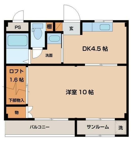 ビルトマンション米田(2DK/1階)の間取り写真