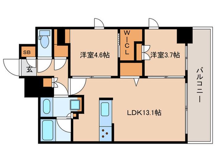 リビオメゾン東池袋(2LDK/9階)の間取り写真