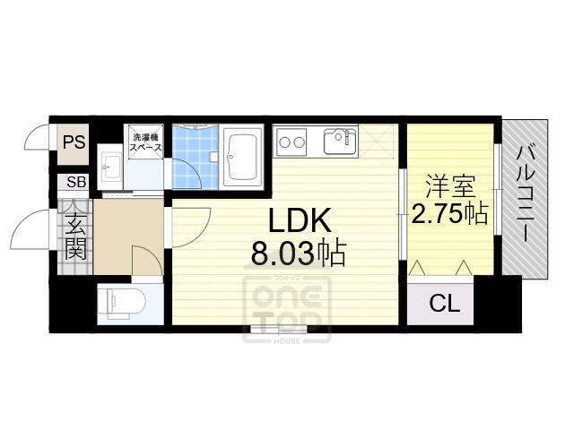 FORTUNEY江坂Ⅱ(1LDK/7階)の間取り写真