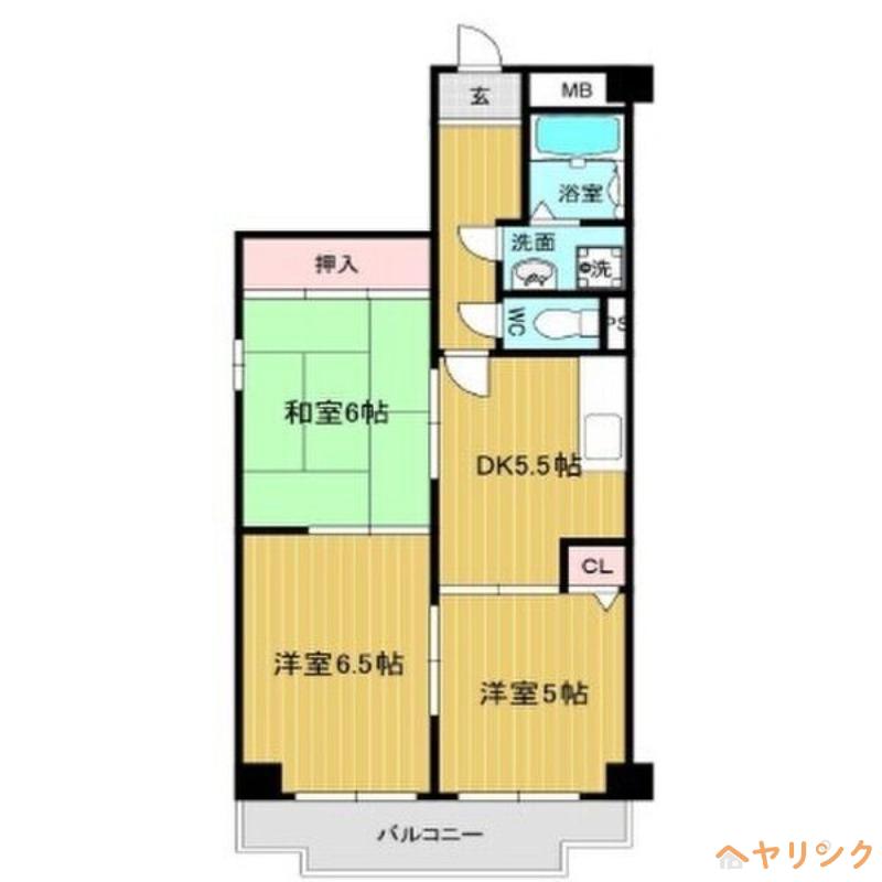 リアライズ矢田川(3DK/6階)の間取り写真