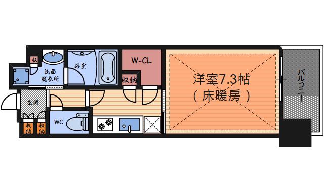 パークアクシス うつぼ公園(1K/12階)の間取り写真