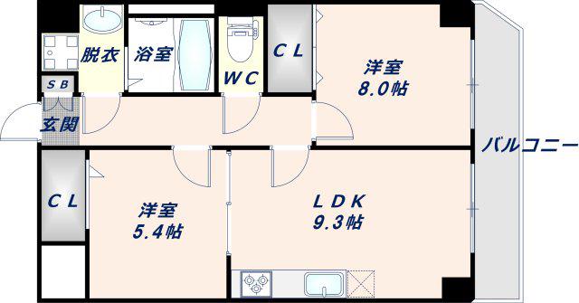 リアライズ今里南(2LDK/2階)の間取り写真