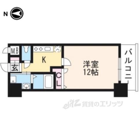 エスリード西小路御池(1K/2階)の間取り写真