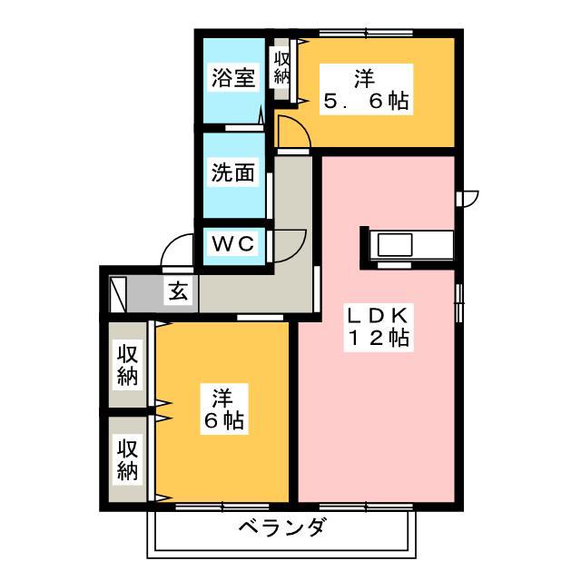 カメリアコートB(2LDK/2階)の間取り写真