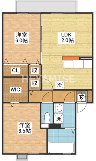 メルベーユ平山(2LDK/2階)の間取り写真