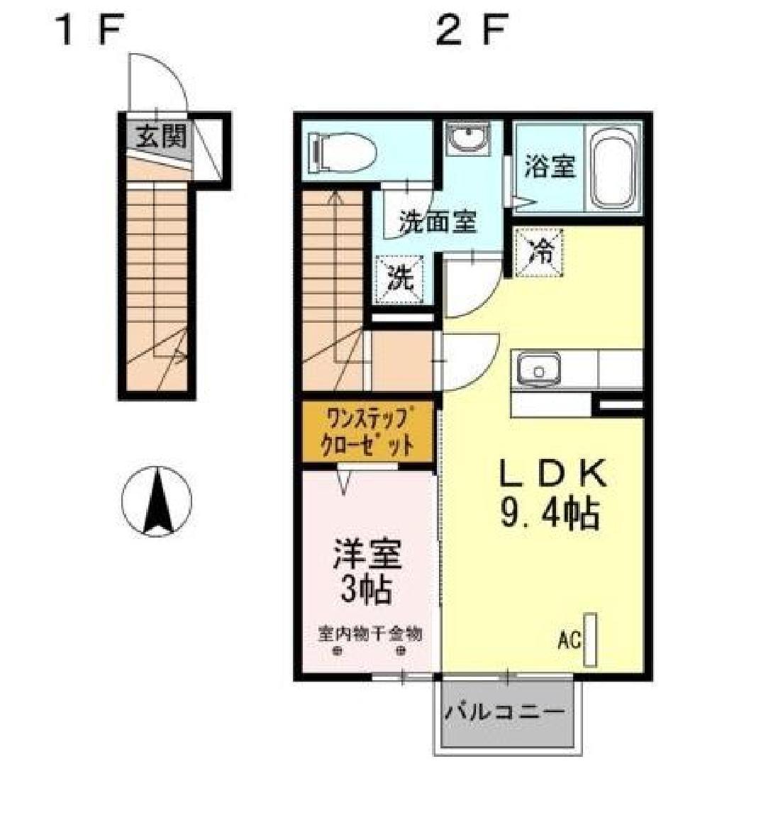 シャルム八山田(1LDK/2階)の間取り写真