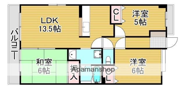 ディアス宮嵜(3LDK/2階)の間取り写真