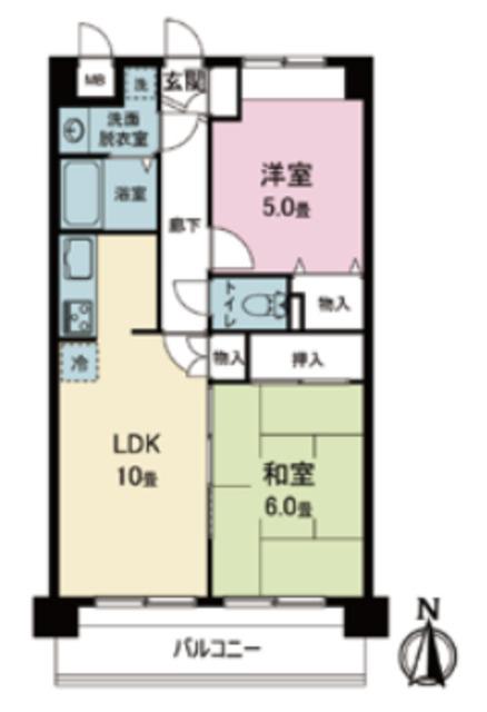 サンシャイン・東浦和(2LDK/3階)の間取り写真